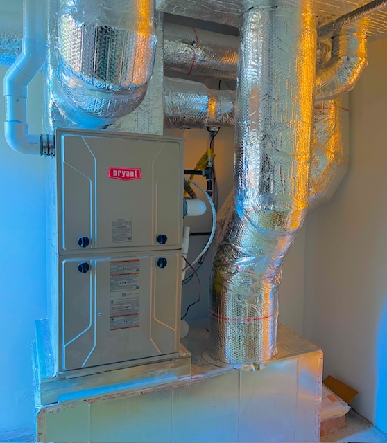 Bryant furnace installed by Cozy Conditions with insulated ductwork